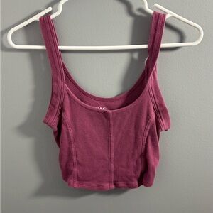 Pink Ribbed Crop Top